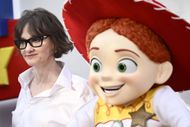 Joan Cusack and 'Jessie' attend the "Toy Story 5" UK launch event at Odeon Luxe Leicester Square on May 28, 2026 in London, England - Source: Getty