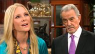 Cricket (Lauralee Bell) and Victor (Eric Braeden) fake a formidable team on The Young and the Restless | Image: CBS