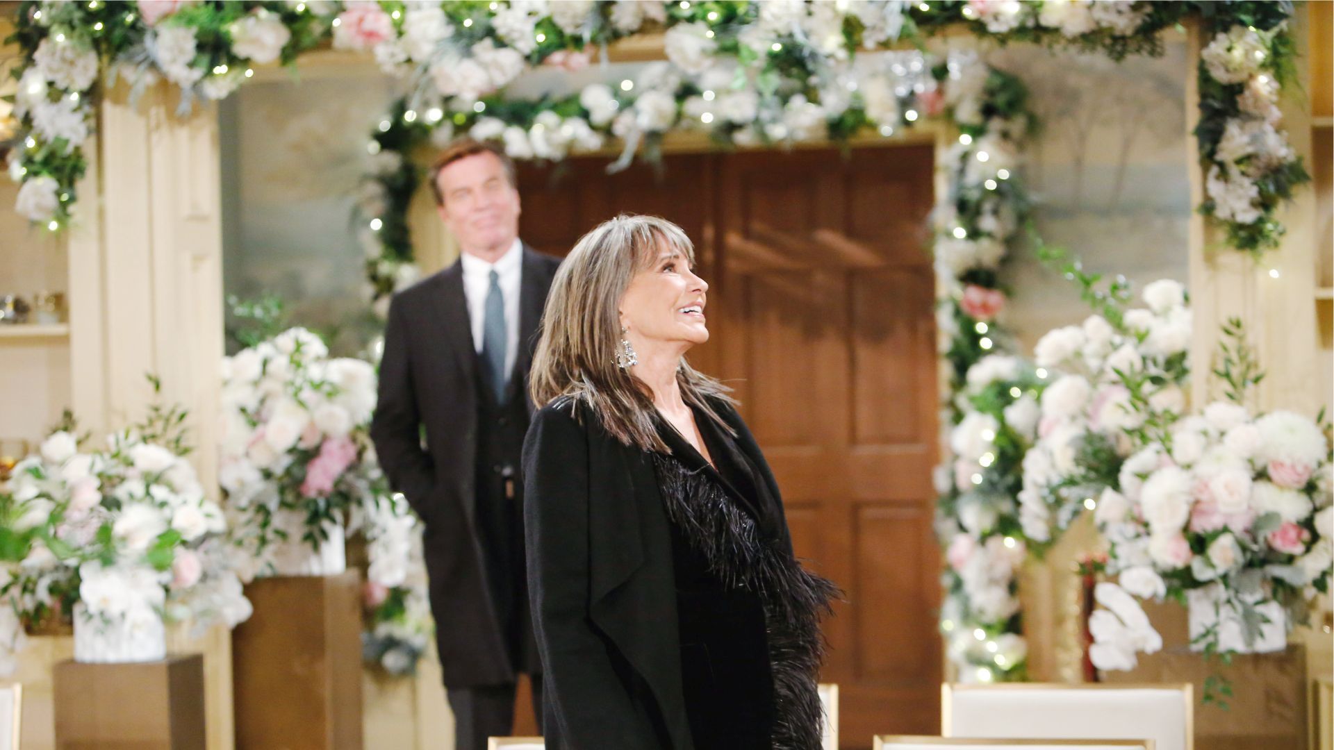 Jill (Jess Walton), shown here with Jack (Peter Bergman), loves walking into the Chancellor Mansion on Y&R | Image: JPI
