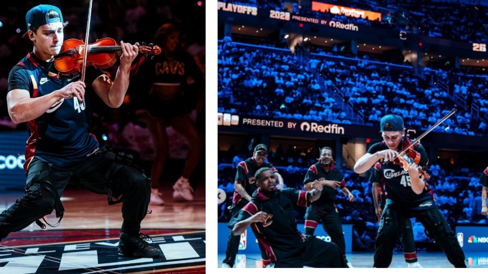 Giovanni Mazza performing at an NBA game in Cleveland on May 9 | Images: Cleveland Cavaliers/Instagram