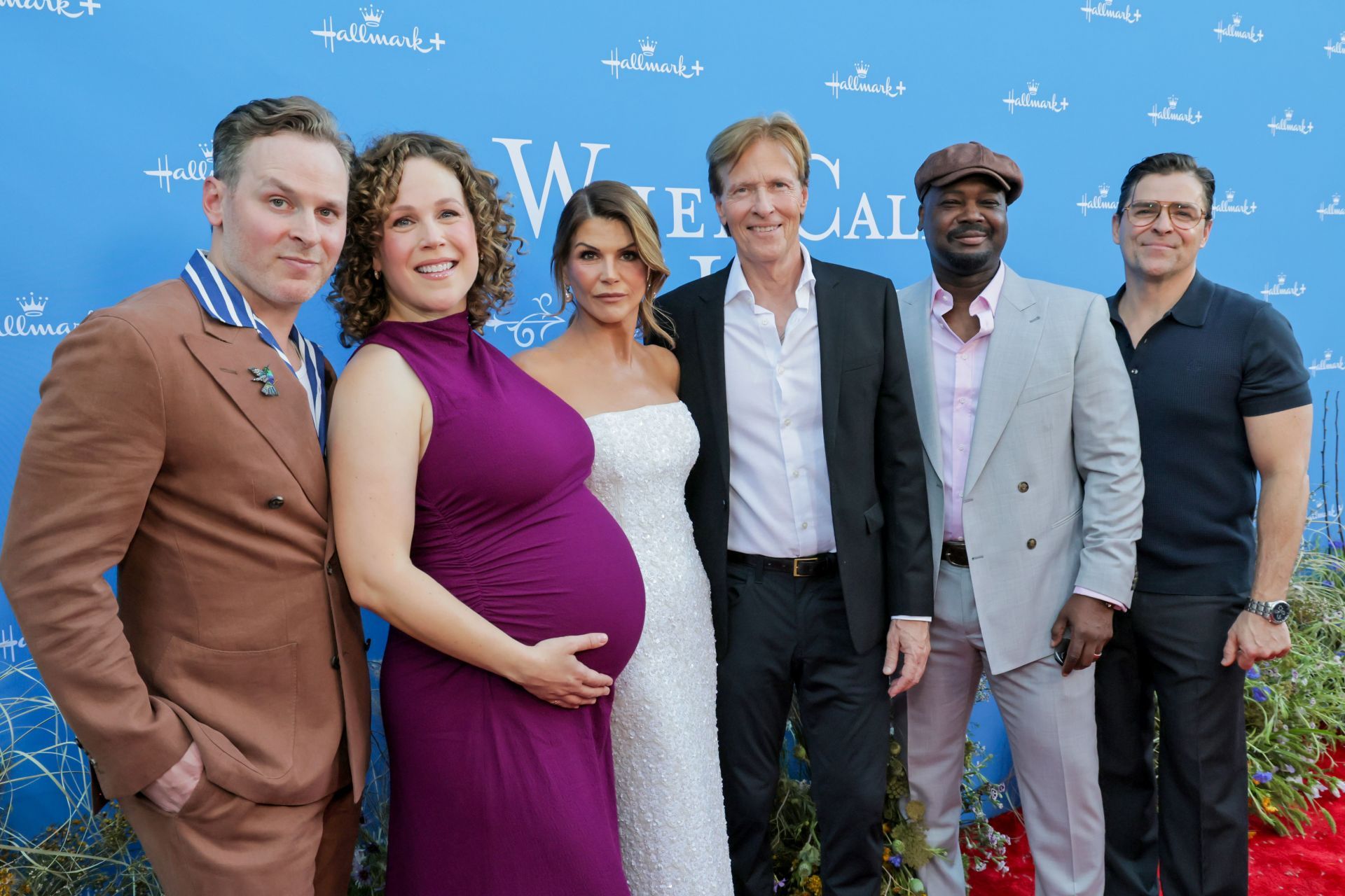 (L-R) Ben Rosenbaum, Erin Krakow, Lori Loughlin, Jack Wagner, Viv Leacock and Kavan Smith attend "When Calls the Heart" & "Hope Valley: 1874" Celebration - Source: Getty