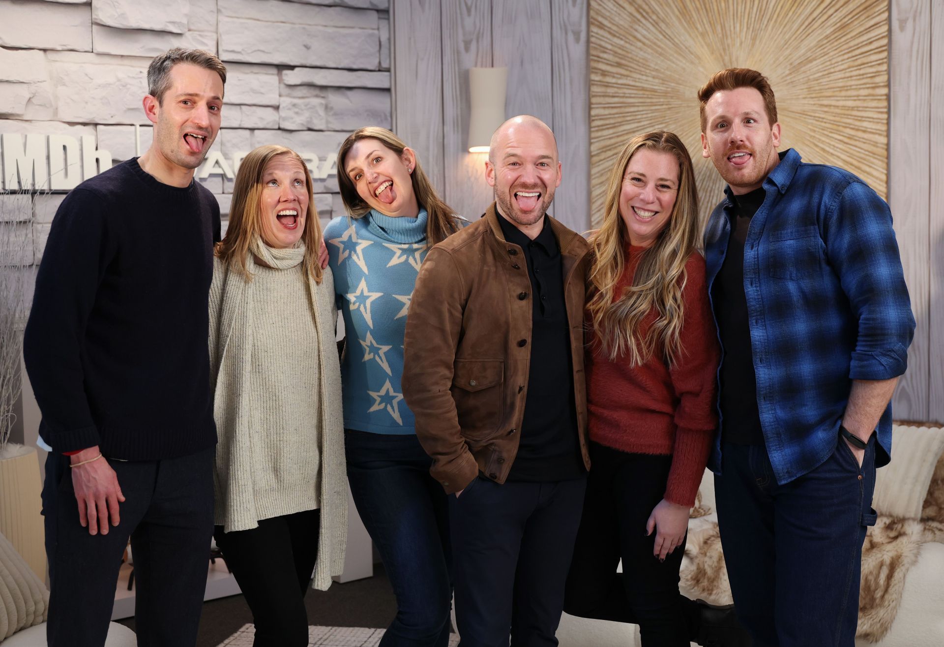 (L-R) Chris Schonberger, Andrea Faville, Michelle Beaver, Sean Evans, Shana Tepper and Michael Fullting visit the IMDb Portrait Studio at Acura House of Energy on location at Sundance 2025 on January 24, 2025 in Park City, Utah - Source: Getty