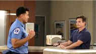 Michael Ocampo (Gus) and Greg Rikaart (Javi) at the hospital | Image: JPI