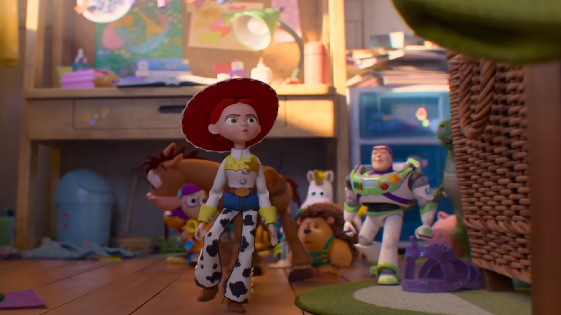 Jessie and the toys in Toy Story 5 (Image Via YouTube/@Pixar)