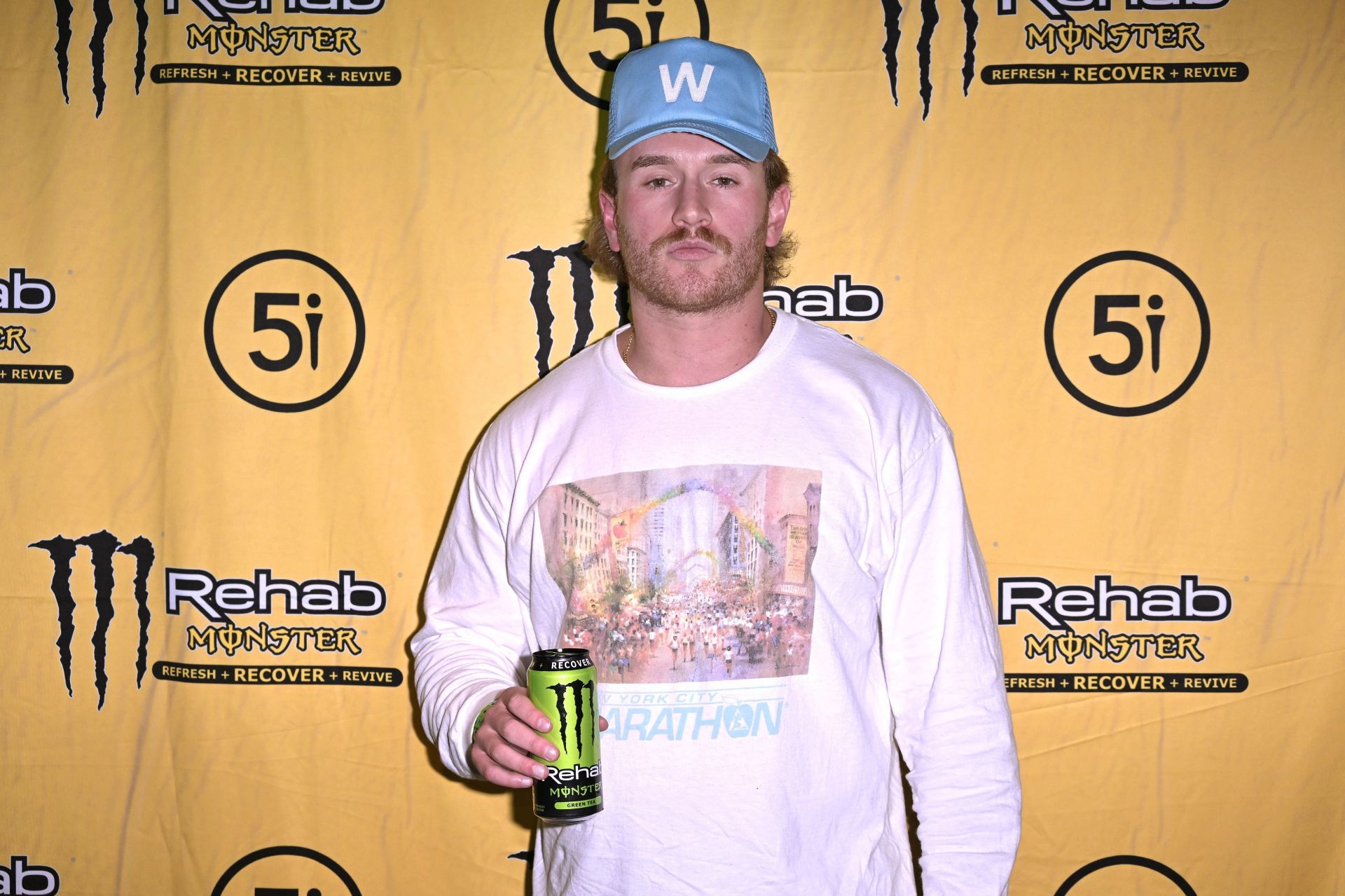 Summer House's West Wilson at Rehab Monster and Five Iron Golf's partnership launch party at Herald Square, New York - Source: Getty