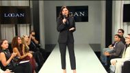 Katie (Heather Tom) on the runway at Logan Designs | Image: CBS