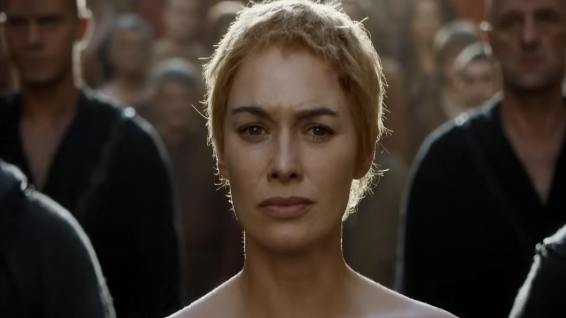 Cersei Lannister's walk of shame in Game of Thrones (Image Via YouTube/@GameofThrones)