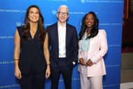 (L-R) Kaitlan Collins, Anderson Cooper, and Abby Phillip attend the Warner Bros. Discovery Upfront 2026 at The Theater at Madison Square Garden on May 13, 2026 in New York City - Source: Getty