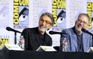 Chuck Lorre and Bill Prady at 2026 Comic-Con International: San Diego - HBO Max's "Stuart Fails To Save The Universe" Hall H Panel - Source: Getty