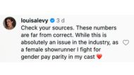 Louisa Levy's comment on In The Vault's video. (Image via Instagram/@inthevault_pod)