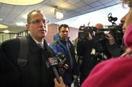 Darryl being arraigned in Woburn District Court . Cook's attorney, Joseph Zwicker comments to the media after the arraignment - Source: Getty