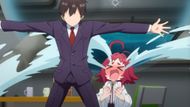 Rentaro shields Kusuri from the spy - Source: Bibury Animation Studios