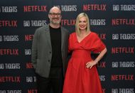 (L-R) Tom Segura and Christina Pazsitzky attend LA Premiere of Tom Segura's Netflix Series 'Bad Thoughts' at Braindead Studios on May 06, 2025 in Los Angeles, California - Source: Getty