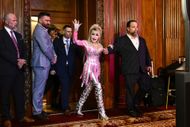 Dolly Parton attends the Dolly Parton "Rockstar" Album Press Conference at the Four Seasons Hotel on June 29, 2023 in London, England - Source: Getty