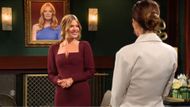 Phyllis made herself at home in Victor's office, where she met with Victoria | Image: CBS