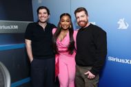 Phaedra Parks (C) visits Page Six Radio with hosts Danny Murphy (L) and Evan Real at the SiriusXM Studios on March 23, 2026 in New York City - Source: Getty