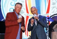 Barry Melrose and Ron MacLean on stage at the opening ceremonies during the World Cup of Hockey 2016 at the Scotiabank Fan Village on September 16, 2016 in Toronto, Ontario, Canada - Source: Getty