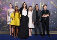 (L-R) Shiloh Jolie-Pitt, Zahara Jolie-Pitt, Angelina Jolie, Vivienne Jolie-Pitt, Maddox Jolie-Pitt and Knox Jolie-Pitt attend the "The Eternals" UK Premiere at BFI IMAX Waterloo on October 27, 2021 in London, England - Source: Getty