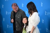 Channing Tatum, Mason Reeves and Gemma Chan at the photocall for Josephine (Image via Getty)
