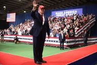 Donald Trump waves as he walks offstage during an election rally at Majestic Valley Arena on October 14, 2026 - Source: Getty