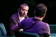 (L-R) Mehdi Hasan and Jon Lovett speak onstage during the Crooked Media - Lovett or Leave It: Live on Tour, on April 25, 2024 in Washington, DC. - Source: Getty