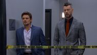 Johnny and EJ pondered the latest DiMera crime scene | Image: Peacock